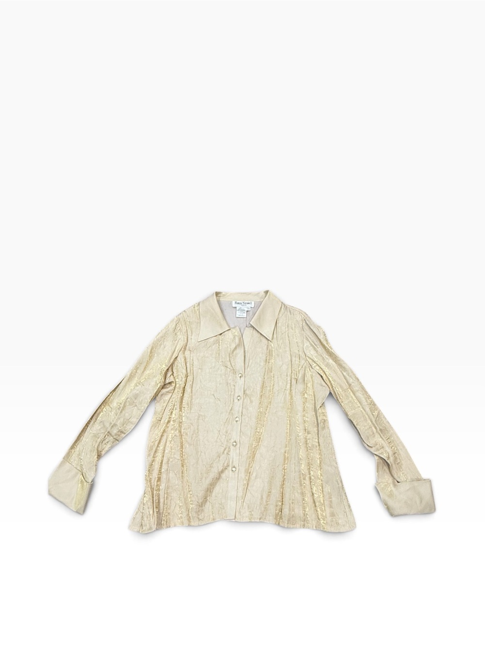 Ronni Nicole II Champagne Shimmer Button-Up Blouse Plus Size 2X